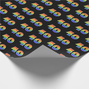 Papier Cadeau Fun Rainbow Spectrum Motif "40" Numéro d'événement