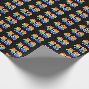 Papier Cadeau Fun Rainbow Spectrum Motif "43" Numéro d'événement