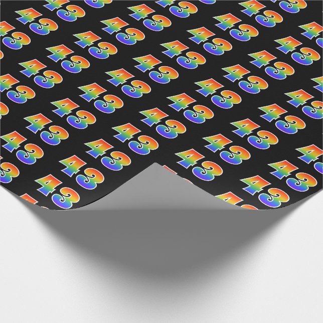 Papier Cadeau Fun Rainbow Spectrum Motif "43" Numéro d'événement (Coin)