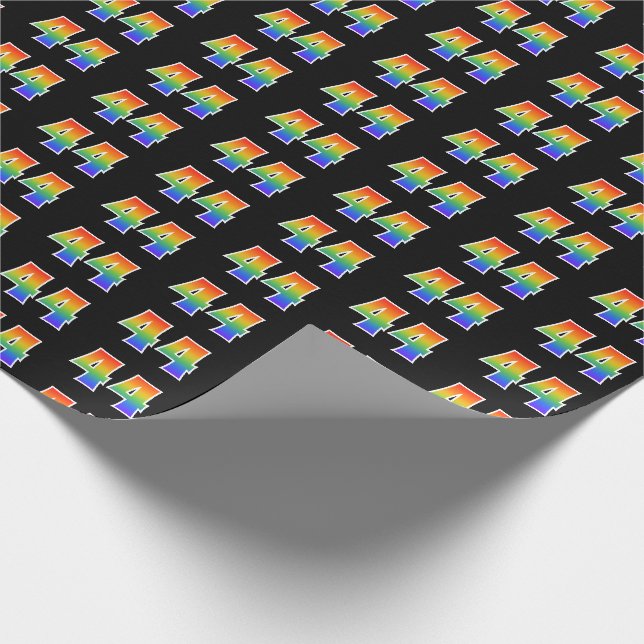 Papier Cadeau Fun Rainbow Spectrum Motif "44" Numéro d'événement (Coin)