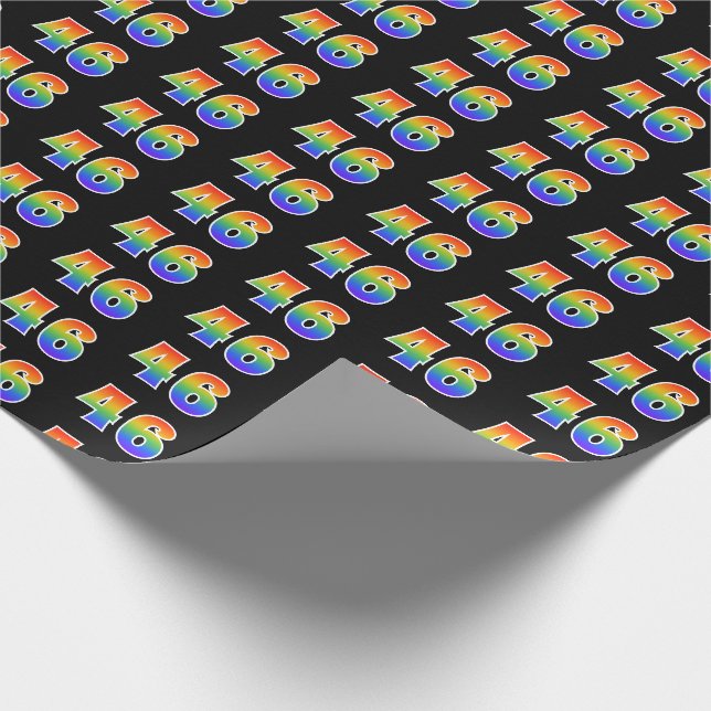 Papier Cadeau Fun Rainbow Spectrum Motif "46" Numéro d'événement (Coin)