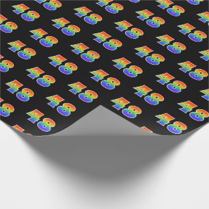 Papier Cadeau Fun Rainbow Spectrum Motif "48" Numéro d'événement