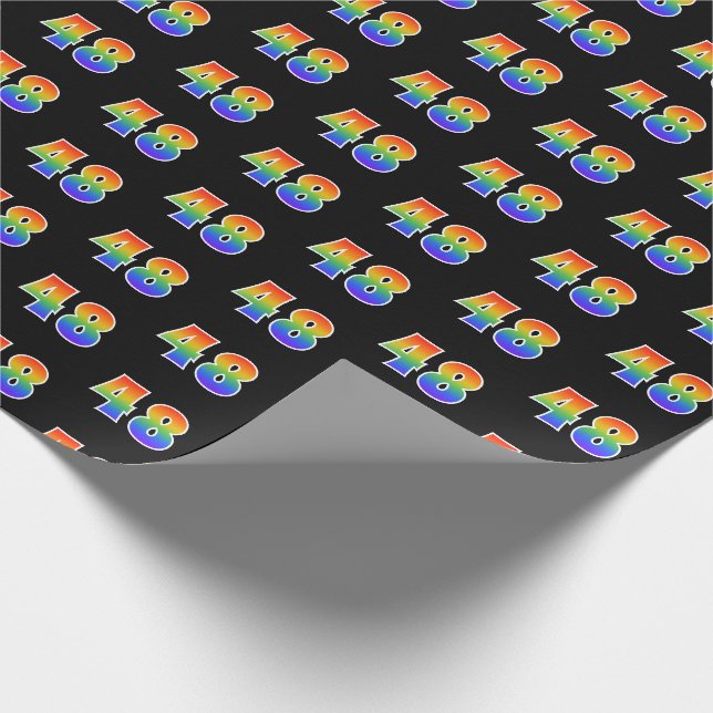 Papier Cadeau Fun Rainbow Spectrum Motif "48" Numéro d'événement (Coin)