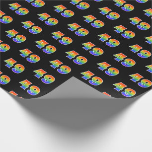 Papier Cadeau Fun Rainbow Spectrum Motif "49" Numéro d'événement
