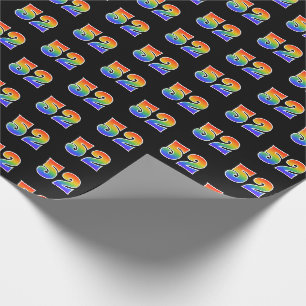 Papier Cadeau Fun Rainbow Spectrum Motif "52" Numéro d'événement