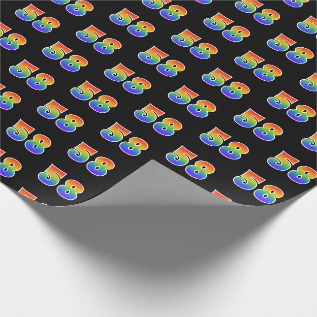 Papier Cadeau Fun Rainbow Spectrum Motif "58" Numéro d'événement (Coin)