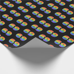 Papier Cadeau Fun Rainbow Spectrum Motif "69" Numéro d'événement
