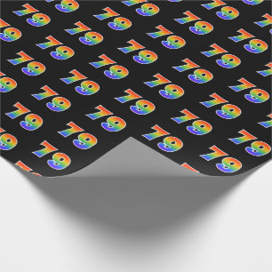 Papier Cadeau Fun Rainbow Spectrum Motif "79" Numéro d'événement