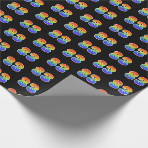 Papier Cadeau Fun Rainbow Spectrum Motif "83" Numéro d'événement