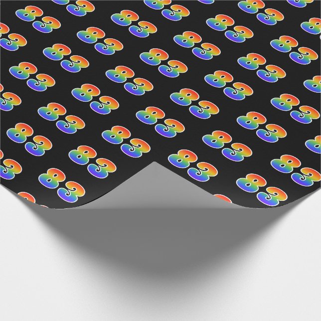 Papier Cadeau Fun Rainbow Spectrum Motif "83" Numéro d'événement (Coin)