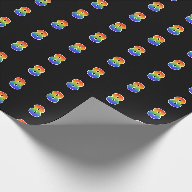 Papier Cadeau Fun Rainbow Spectrum Motif "8" Numéro d'événement (Coin)
