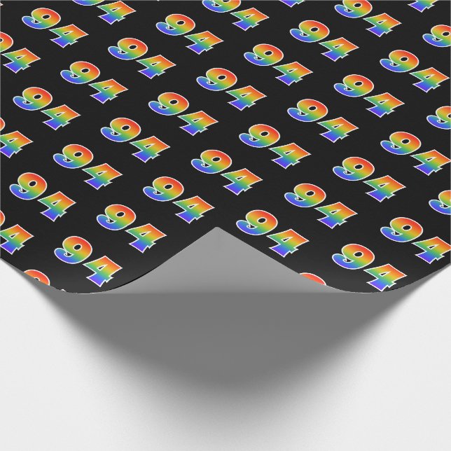 Papier Cadeau Fun Rainbow Spectrum Motif "94" Numéro d'événement (Coin)