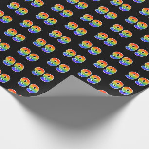 Papier Cadeau Fun Rainbow Spectrum Motif "99" Numéro de l'événem