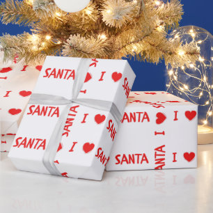 Papier Cadeau Fun Red Christmas I Love Père Noël Heart
