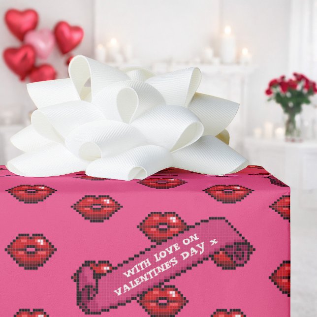 Papier Cadeau Fun Red Lips with Love On Valentine's Day Motif (Créateur téléchargé)