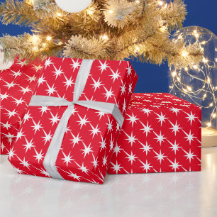 Papier Cadeau Fun rouge & blanc Starburst motif moderne cool