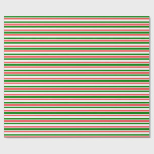 Papier Cadeau Fun Rouge, Blanc, Vert Lignes Motif Papier à envel