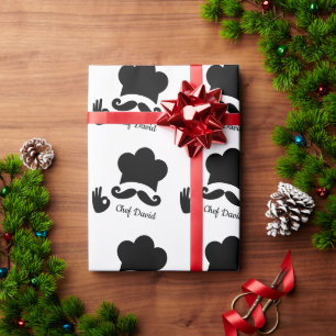 Papier Cadeau Funky Black Mustache Texte personnalisé