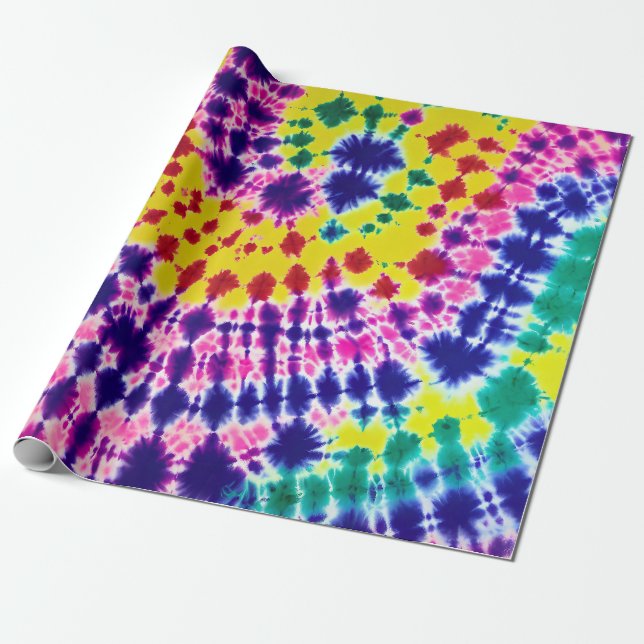 Papier Cadeau Funky Bohemian Batik Tie Dye Art Abstrait (Déroulé)