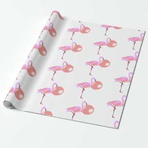 Papier Cadeau Funky Bubble Flamant rose de gomme soufflante bull