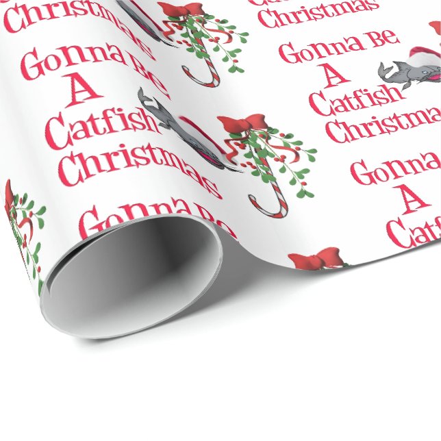 Papier Cadeau Funky Christmas Fishing ♫ Catfish Christmas Gold (Coin rond)