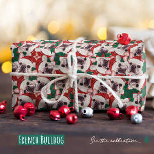 Papier Cadeau Funky French Bulldog Motif de Noël