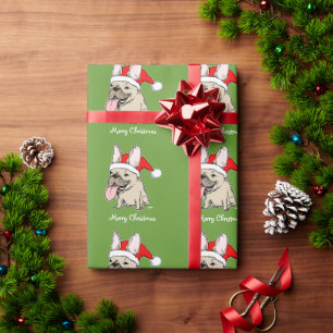 Papier Cadeau Funky French Bulldog Père Noël Christmas Motif m