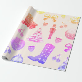 Papier Cadeau Funky mignonne fille rose Motif de Noël