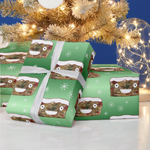 Papier Cadeau Funky Noël Fruitcake Motif Vert