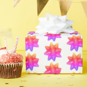 Papier Cadeau Funky rose violet Ombre Bows Motif sur blanc