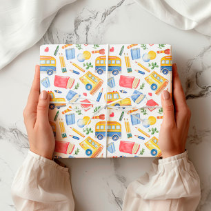 Papier Cadeau Funky School Bus Retourner Au Motif De L'École