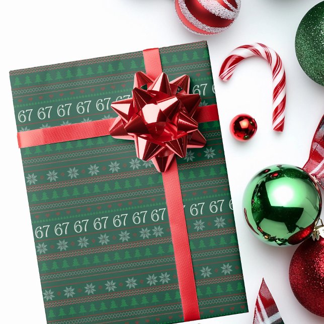 Papier Cadeau Funny 67 Ugly Christmas Sweater Party 6 7 (Créateur téléchargé)