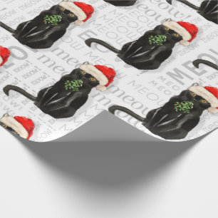 Papier Cadeau Funny Amoureux des chats Black Bombay Noël