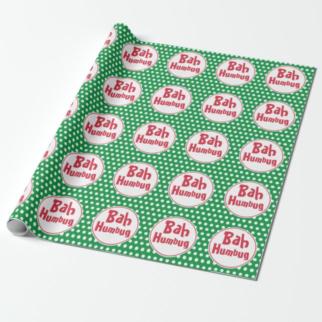 Papier Cadeau Funny Bah Humbug Papier d'enveloppement de Noël (Déroulé)