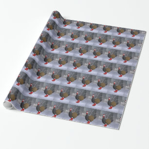 Papier Cadeau Funny Black Rooster Père Noël