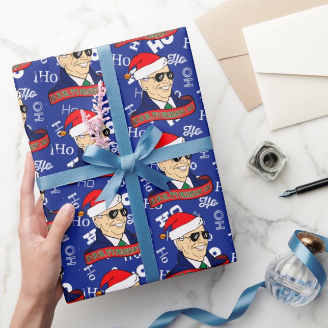 Papier Cadeau Funny Blue Ho Son Président Joe Biden Noël (Cadeaux)