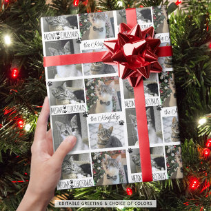 Papier Cadeau Funny Cat 4 Photo MEOWY CHRISTMAS Personnalisé