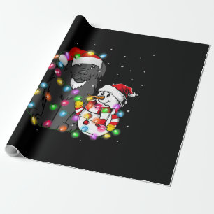 Papier Cadeau Funny Chien de Terre-Neuve Christmas Snowman Lig