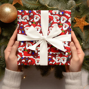 Papier Cadeau Funny Christmas Modern Whimsical Père Noël Collage