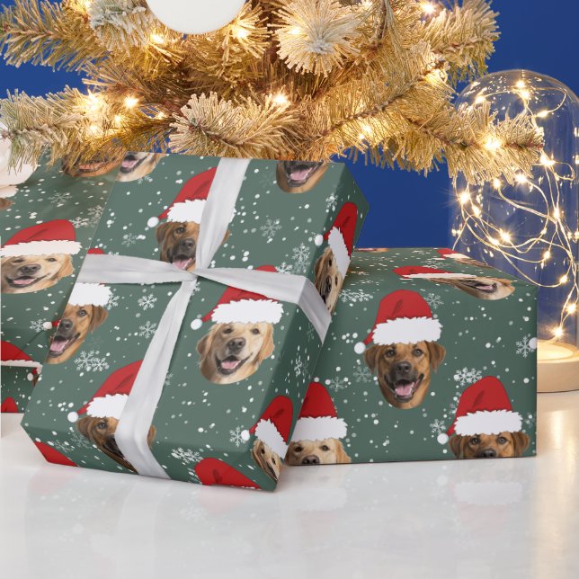 Papier Cadeau Funny Custom 3 visages de chien Noël Chapeaux de P (Vacances)