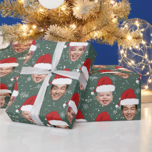 Papier Cadeau Funny Custom 3 visages Noël Chapeaux de Noël