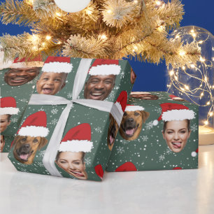 Papier Cadeau Funny Custom 4 visages Noël Chapeaux de Noël