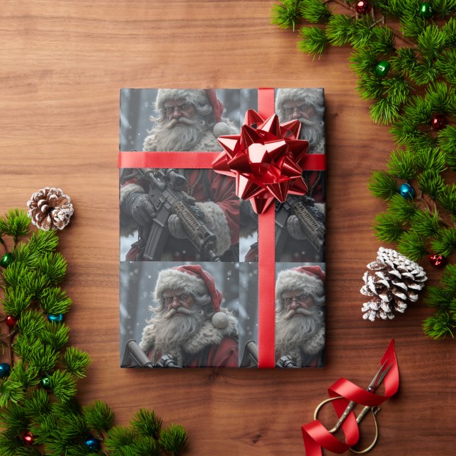 Papier Cadeau Funny Deuxième amendement Père Noël (Cadeau de vacances)