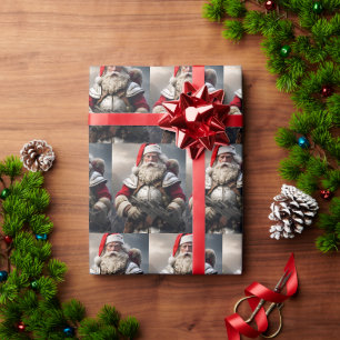 Papier Cadeau Funny Effrayant Père Noël Naughty List