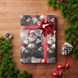 Papier Cadeau Funny Effrayant Père Noël Naughty List