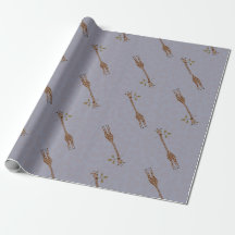 Funny Giraffe Mange feuille Motif bleu Safari