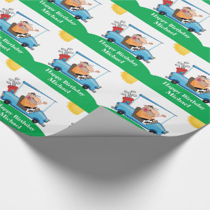 Papier Cadeau Funny Golfer sur le panier cadeau personnalisé