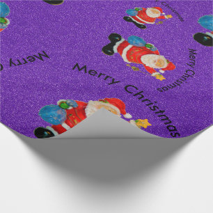 Papier Cadeau Funny Jolly Père Noël Père Noël Violet