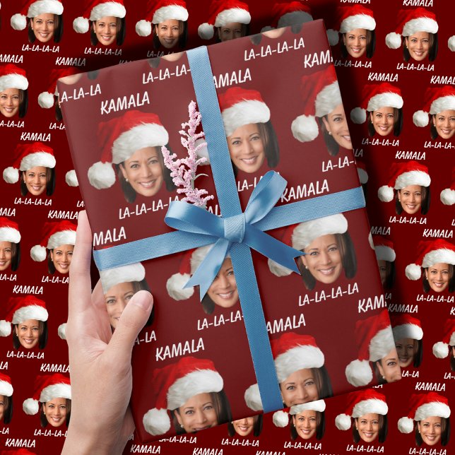Papier Cadeau Funny Kamala Harris Face Santa Hat Noël (Créateur téléchargé)