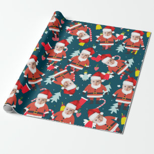 Papier Cadeau Funny Père Noël Joyeux Noël Visage personnalisé